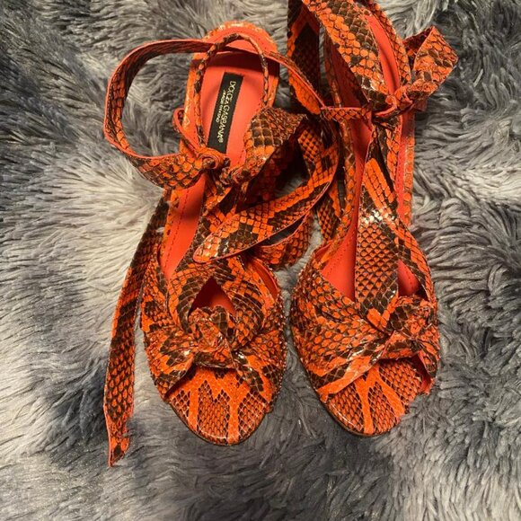 Dolce & Gabbana Women's "Keira" Python Exotic Ankle Strap Heels - Picture 16 of 16